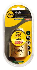 BDR45  YALE BRASS DISC PADLOCK ROUND SHAPE 45MM,KA,P1